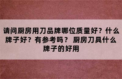 请问厨房用刀品牌哪位质量好？什么牌子好？有参考吗？ 厨房刀具什么牌子的好用